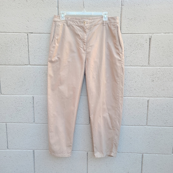 Eileen Fisher | Cotton Hemp Stretch Tapered Pants in Wheat Size 12 - Picture 2 of 10
